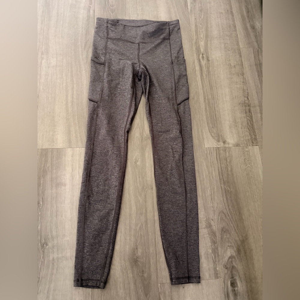Heathered Charcoal High-Waist Leggings with Side Pockets